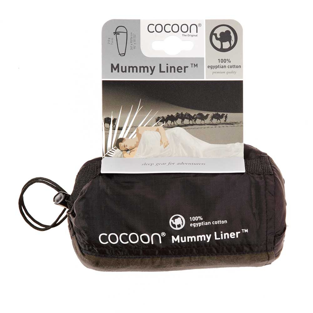 Cocoon MummyLiner, 100% Egyptian Cotton Khaki CECM25 lakenzakken en liners online bestellen bij Kathmandu Outdoor & Travel