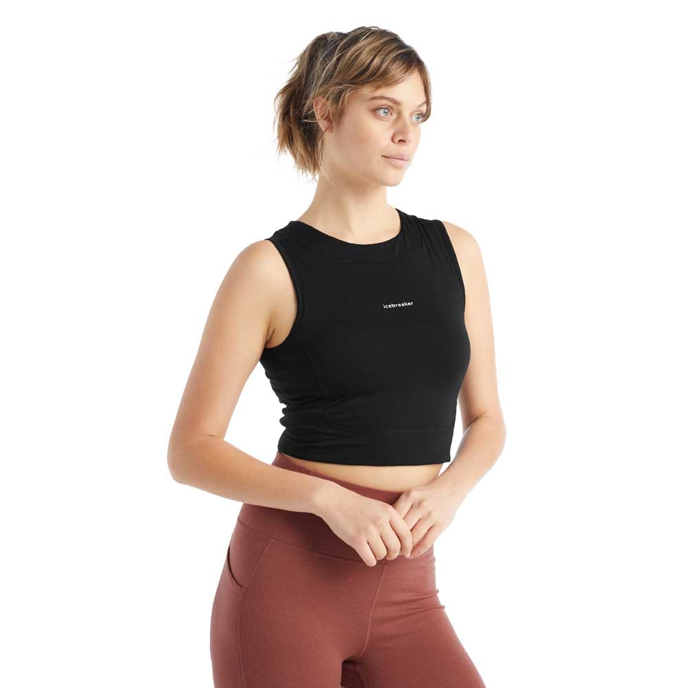 Icebreaker ZoneKnit Cropped Bra-Tank Women's Black 0A56FC-0011 shirts en tops online bestellen bij Kathmandu Outdoor & Travel