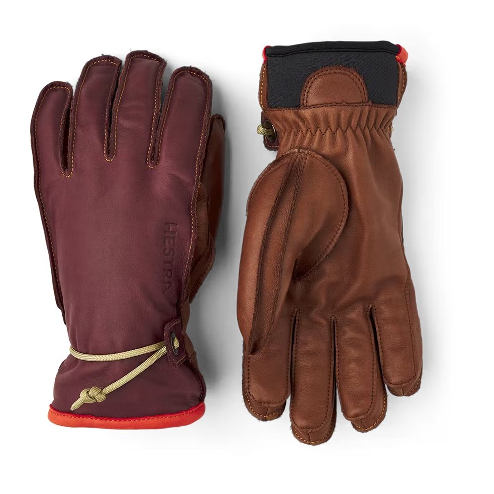Hestra Wakayama - 5 finger Bordeaux / Brown 3000660-590750 kleding accessoires online bestellen bij Kathmandu Outdoor & Travel