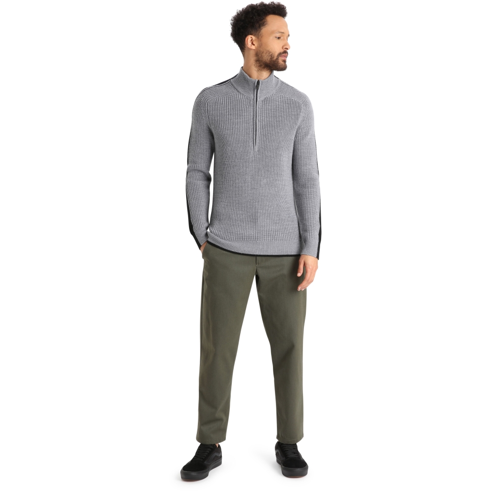 Icebreaker Lodge LS Half Zip Sweater Hthr/Black IB0A56JKA-111 fleeces en truien online bestellen bij Kathmandu Outdoor & Travel
