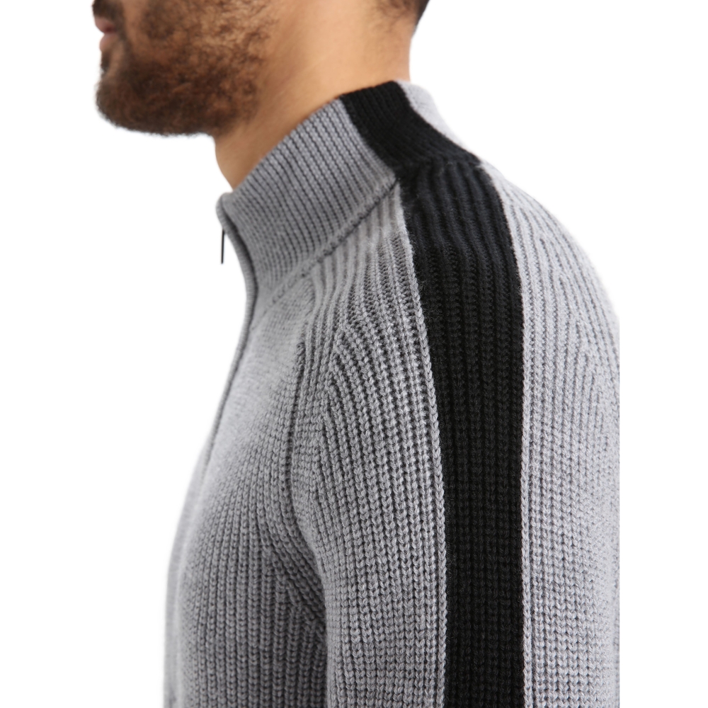 Icebreaker Lodge LS Half Zip Sweater Hthr/Black IB0A56JKA-111 fleeces en truien online bestellen bij Kathmandu Outdoor & Travel