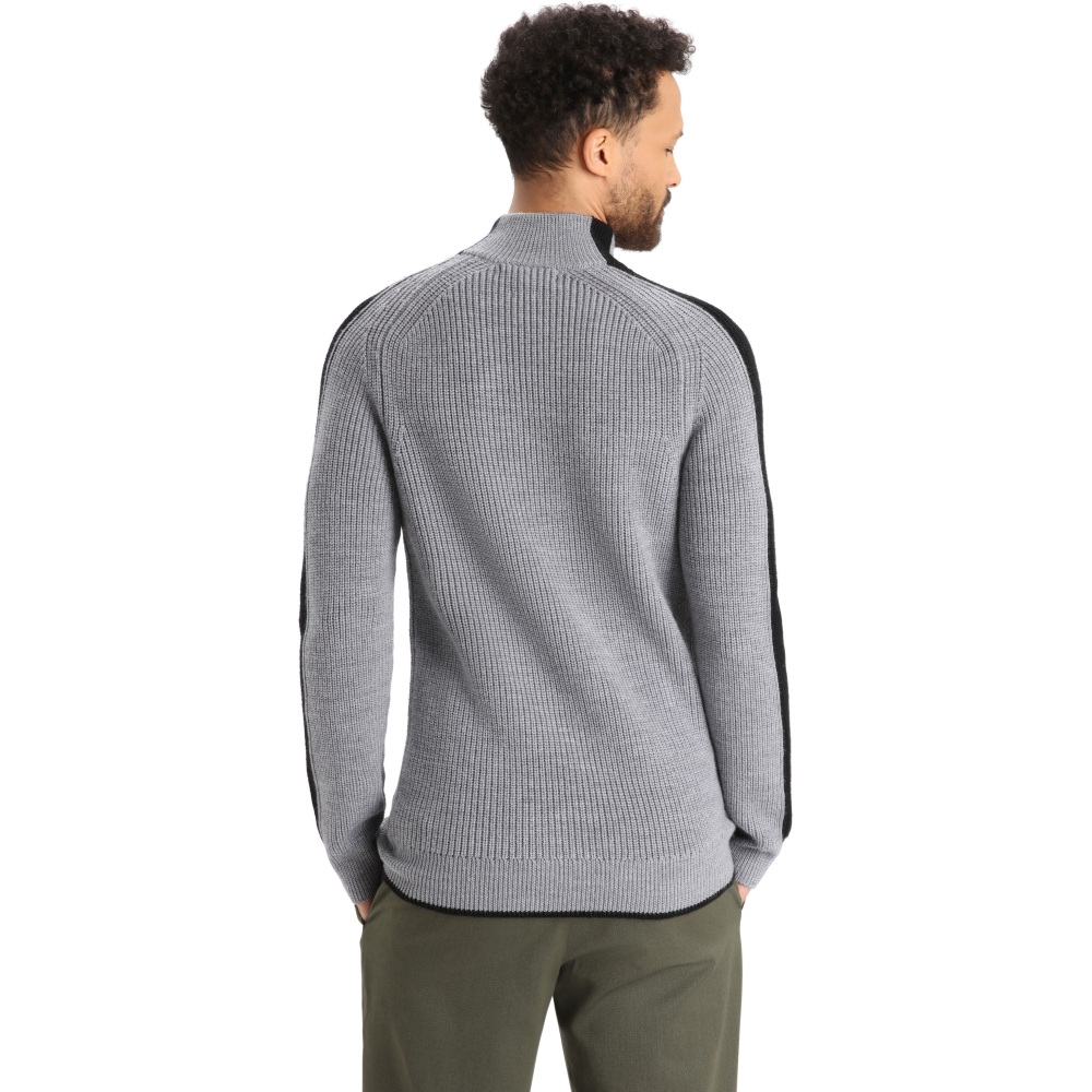 Icebreaker Lodge LS Half Zip Sweater Hthr/Black IB0A56JKA-111 fleeces en truien online bestellen bij Kathmandu Outdoor & Travel
