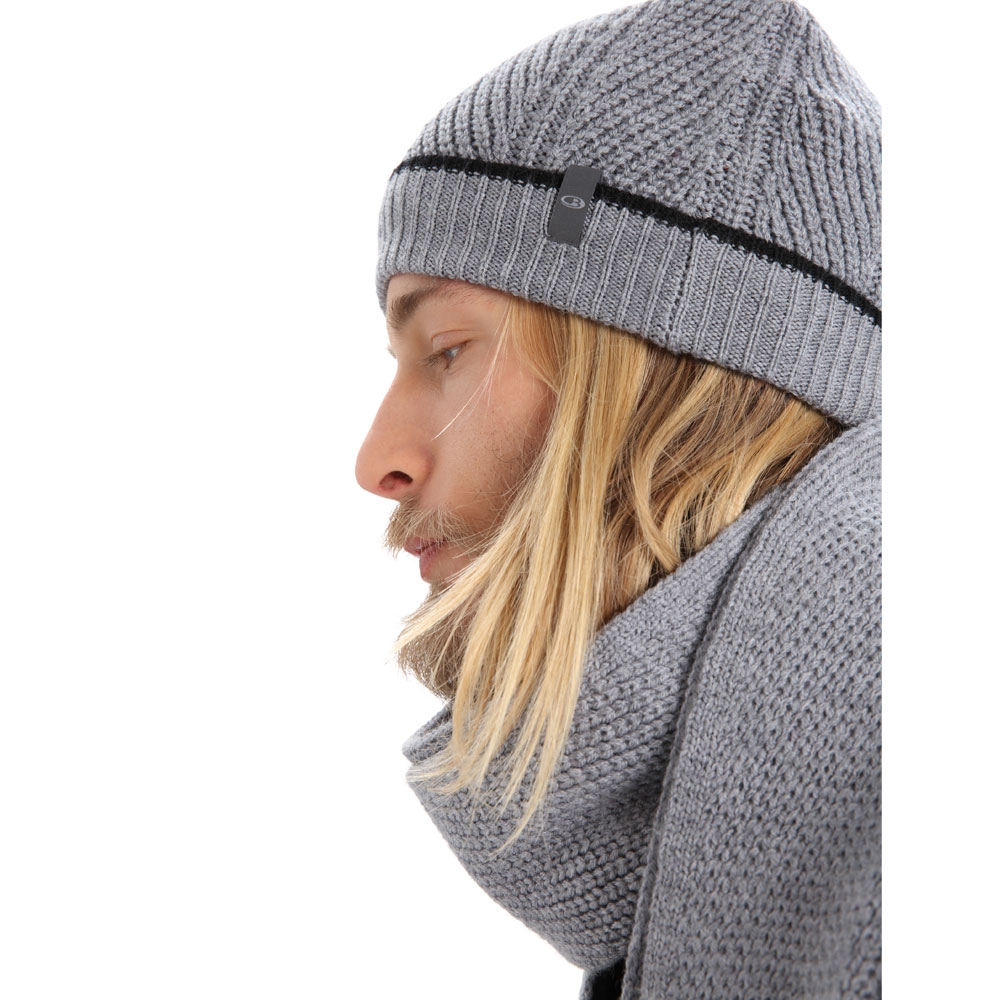 Icebreaker Waypoint Beanie hthr/black 104886A-111 kleding accessoires online bestellen bij Kathmandu Outdoor & Travel