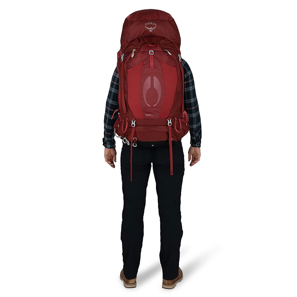 Osprey Aura AG 65 Women's Berry Sorbet Red 10004011 trekkingrugzakken online bestellen bij Kathmandu Outdoor & Travel