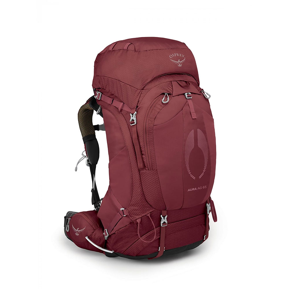 Osprey Aura AG 65 Women's Berry Sorbet Red 10004011 trekkingrugzakken online bestellen bij Kathmandu Outdoor & Travel