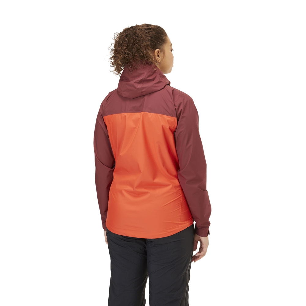 Rab Downpour Eco Jacket Women's Deep Heather/Red Grapefruit QWG-83-DER jassen online bestellen bij Kathmandu Outdoor & Travel