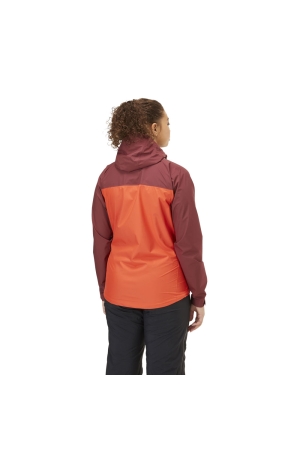 Rab Downpour Eco Jacket Women's Deep Heather/Red Grapefruit QWG-83-DER jassen online bestellen bij Kathmandu Outdoor & Travel