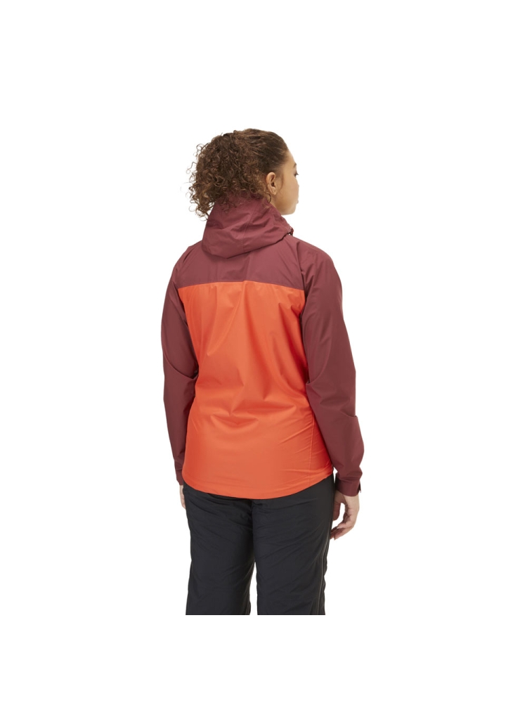 Rab Downpour Eco Jacket Women's Deep Heather/Red Grapefruit QWG-83-DER jassen online bestellen bij Kathmandu Outdoor & Travel