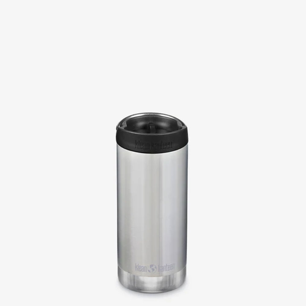 Klean Kanteen Isolatiefles TKWide 355lml/12oz met koffiedop Brushed Stainless 1008301 drinkflessen en thermosflessen online bestellen bij Kathmandu Outdoor & Travel