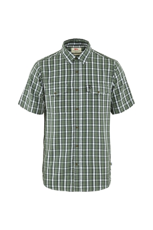 Fjällräven Abisko Cool Shirt Short Sleeve Patina Green-Dark Navy 81795-614-555 shirts en tops online bestellen bij Kathmandu Outdoor & Travel