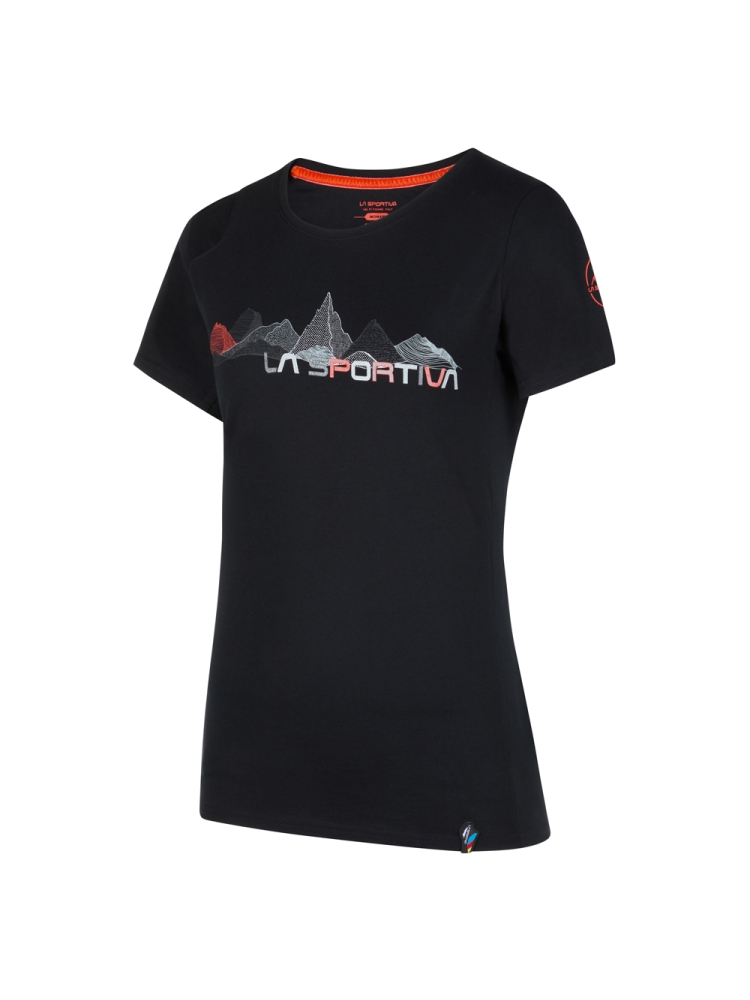 La Sportiva Peaks T-Shirt Women's Black/Cherry Tomato O18-999322 shirts en tops online bestellen bij Kathmandu Outdoor & Travel