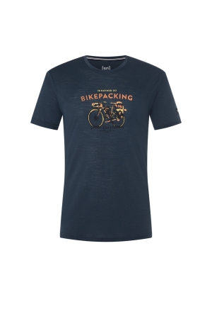 Super Natural Bikepacking Tee Blueberry/Various SNMP01100-W55 shirts en tops online bestellen bij Kathmandu Outdoor & Travel