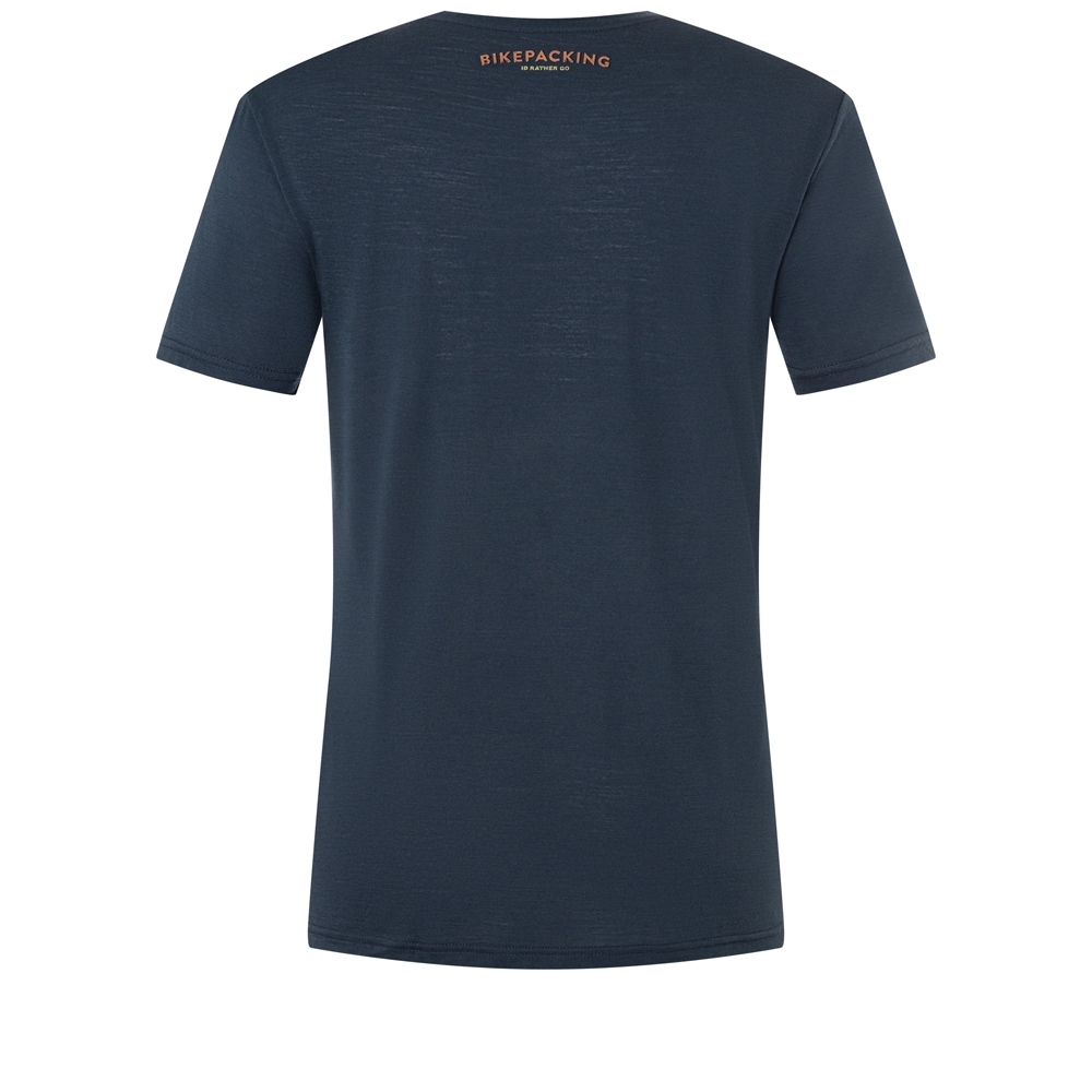 Super Natural Bikepacking Tee Blueberry/Various SNMP01100-W55 shirts en tops online bestellen bij Kathmandu Outdoor & Travel