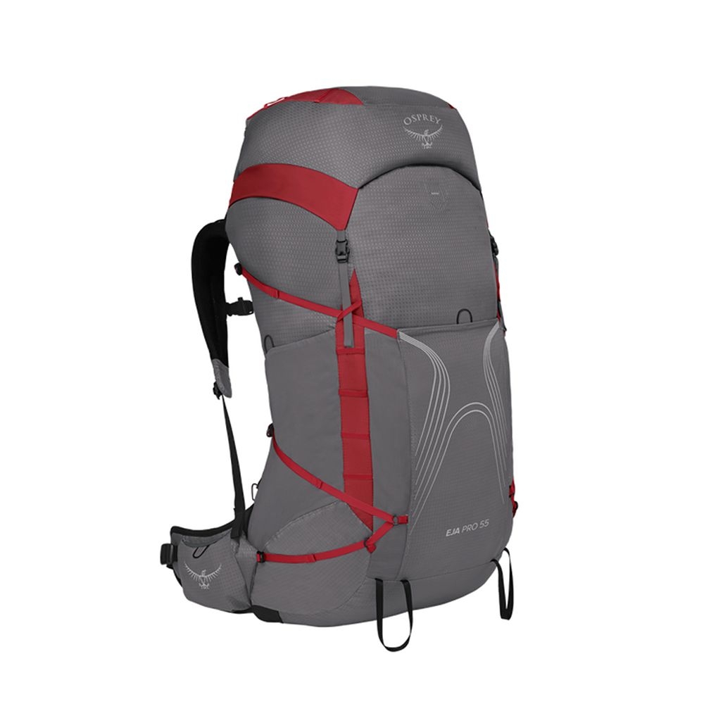 Osprey Eja Pro 55 Woman's XS/S Dale Grey/Poinsettia Red 10004716 trekkingrugzakken online bestellen bij Kathmandu Outdoor & Travel