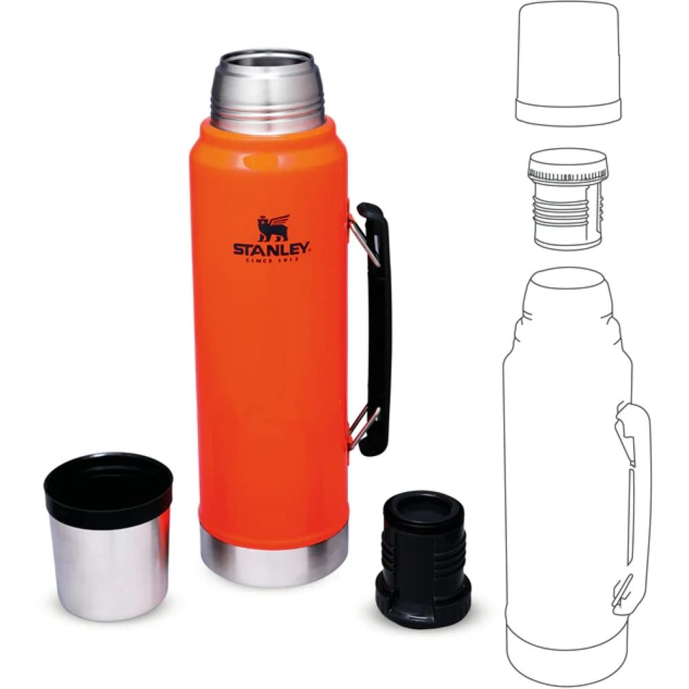 Stanley The Legendary Classic Bottle 1,0L Blaze Orange 10-08266-032 drinkflessen en thermosflessen online bestellen bij Kathmandu Outdoor & Travel