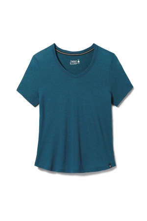 Smartwool Merino Lace V-Neck Short Sleeve Women's Twilight Blue SW016638-G74 shirts en tops online bestellen bij Kathmandu Outdoor & Travel