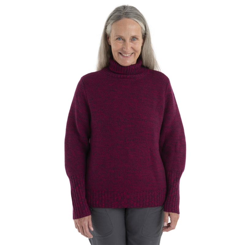 Icebreaker Seevista Funnel Neck Sweater Women's Nightshade/Electron Pink