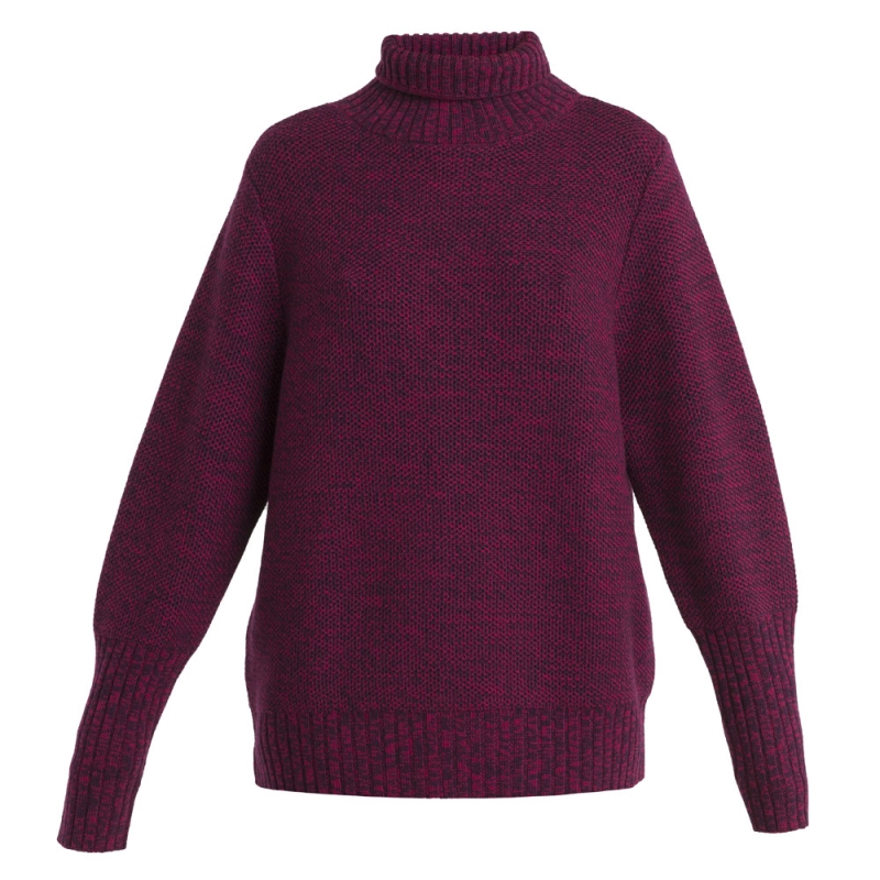 Icebreaker Seevista Funnel Neck Sweater Women's Nightshade/Electron Pink