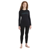 Icebreaker 200 Oasis LS Crewe Ski Stripes Women's Black