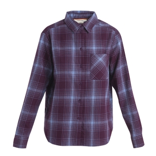 Icebreaker Dawnder LS Flannel Shirt Plaid Women's Nightshade/Kyanite