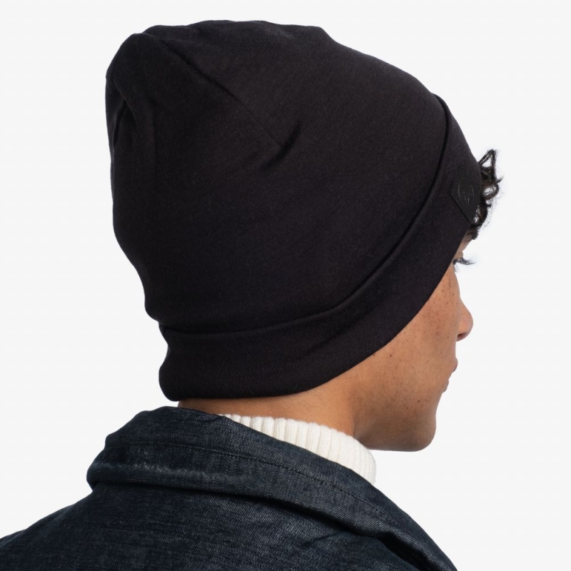 Buff Merino Heavyweight Beanie Solid Black