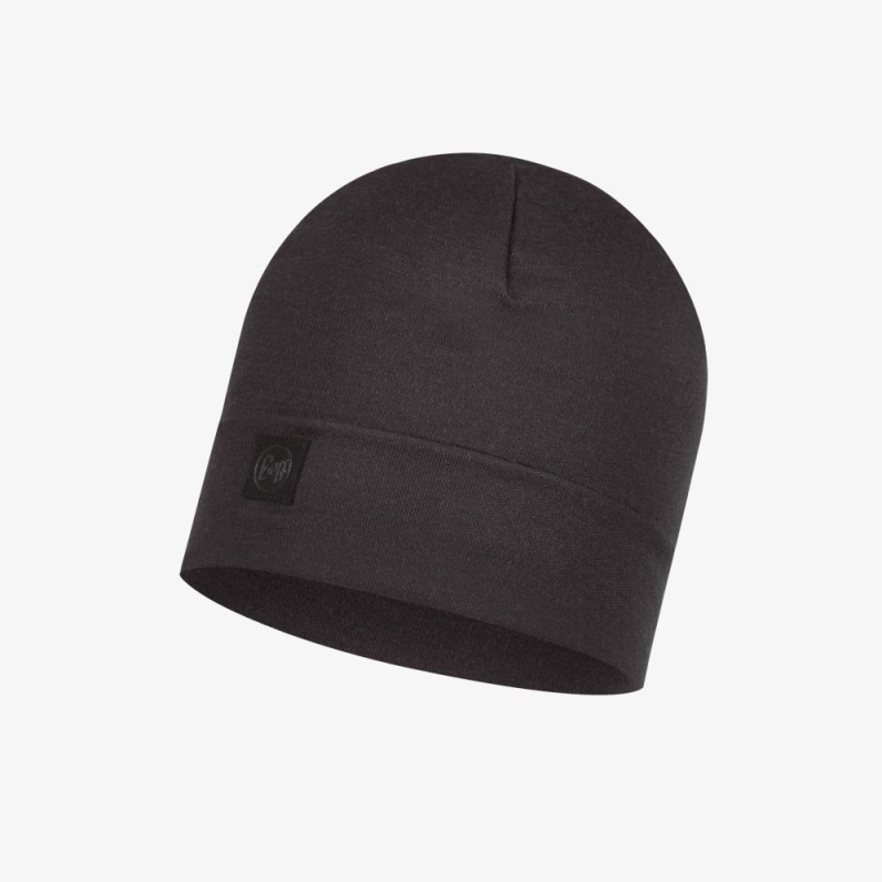 Buff Merino Heavyweight Beanie Solid Black