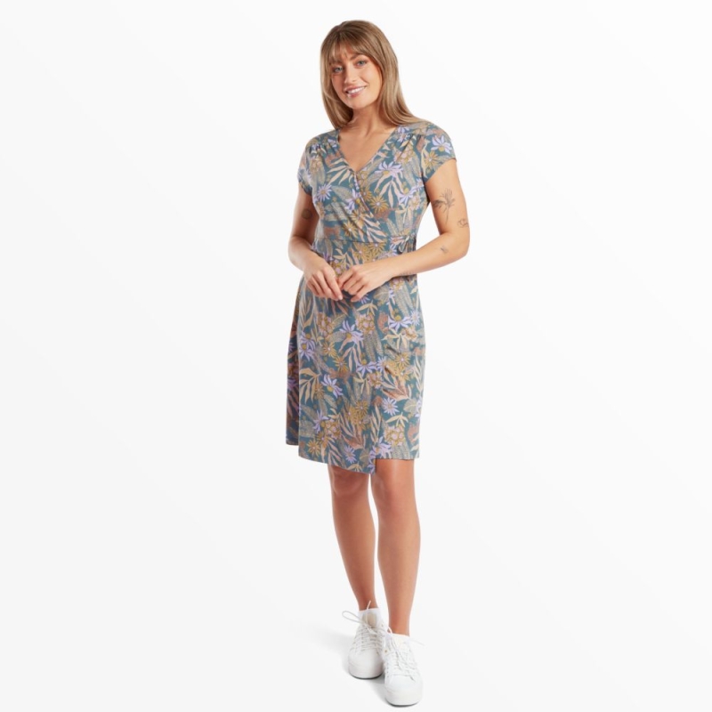 Sherpa Padma Wrap Dress Women's Haze Tiger Floral