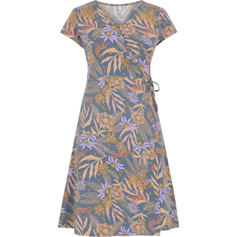 Sherpa Padma Wrap Dress Women's Haze Tiger Floral