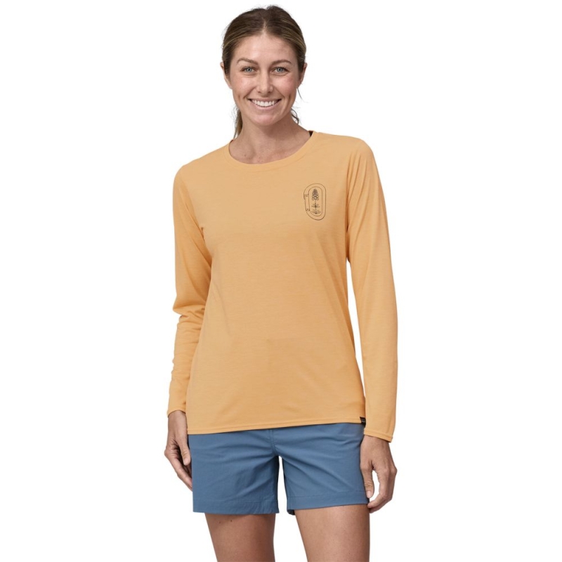 Patagonia L/S Cap Cool Daily Graphic Shirt - Lands Women's Clean Climb Bloom: Sandy Melon