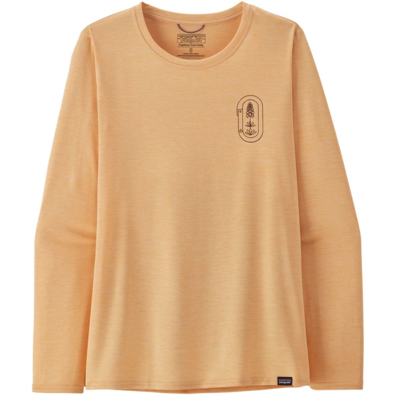 Patagonia L/S Cap Cool Daily Graphic Shirt - Lands Women's Clean Climb Bloom: Sandy Melon