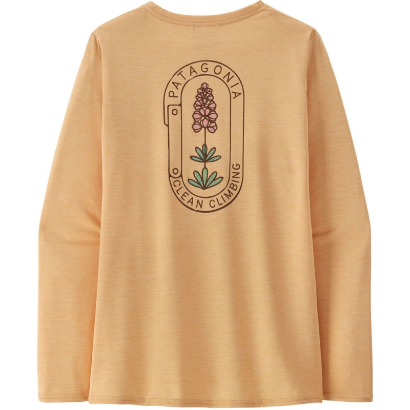 Patagonia L/S Cap Cool Daily Graphic Shirt - Lands Women's Clean Climb Bloom: Sandy Melon