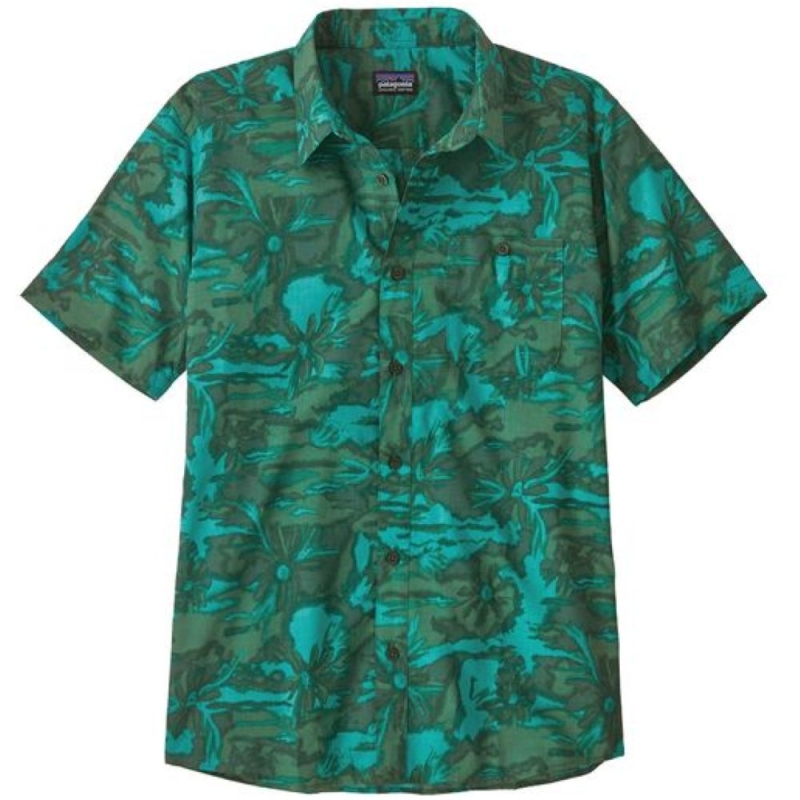Patagonia Go To Shirt Cliffs and Waves: Conifer Gree