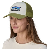 Patagonia P-6 Logo LoPro Trucker Hat White w/Buckhorn Green