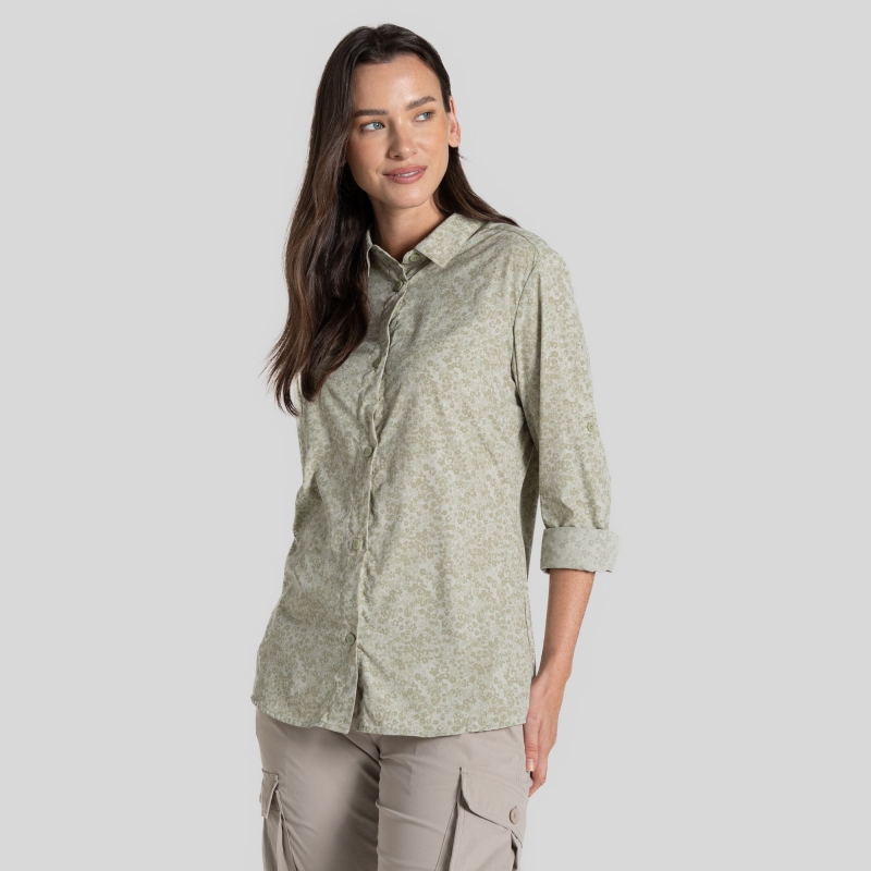 Craghoppers NosiLife Arona LS Shirt Women's Bud Green Print