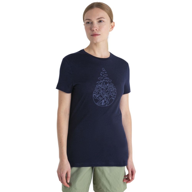 Icebreaker Merino 150 Tech Lite III SS Tee Hike Path Women's Midnight Navy