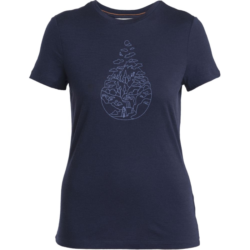 Icebreaker Merino 150 Tech Lite III SS Tee Hike Path Women's Midnight Navy