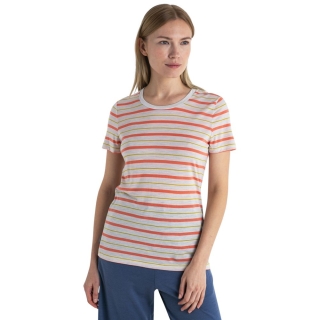 Icebreaker Wave SS Tee Stripe Women's Ecru Hthr/Tang/Luxs