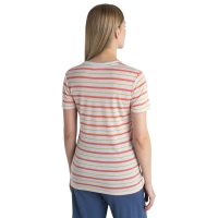 Icebreaker Wave SS Tee Stripe Women's Ecru Hthr/Tang/Luxs