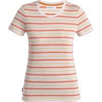 Icebreaker Wave SS Tee Stripe Women's Ecru Hthr/Tang/Luxs