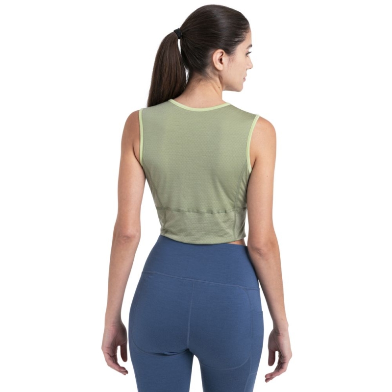Icebreaker Merino ZoneKnit Energy Wind Crop Bra-Tank Women's Lichen/Glazen/Cb