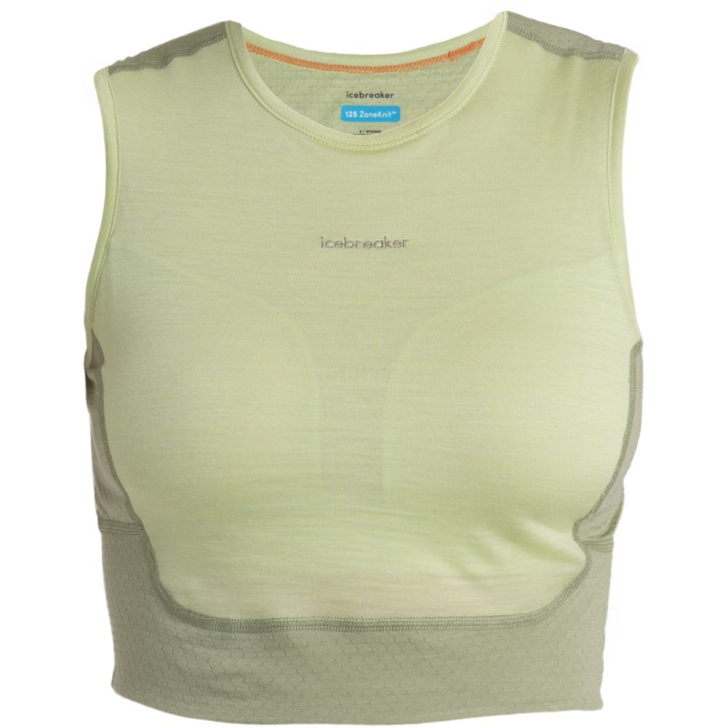 Icebreaker Merino ZoneKnit Energy Wind Crop Bra-Tank Women's Lichen/Glazen/Cb