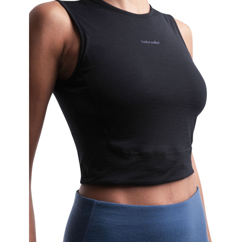 Icebreaker Merino ZoneKnit Energy Wind Crop Bra-Tank Women's Black