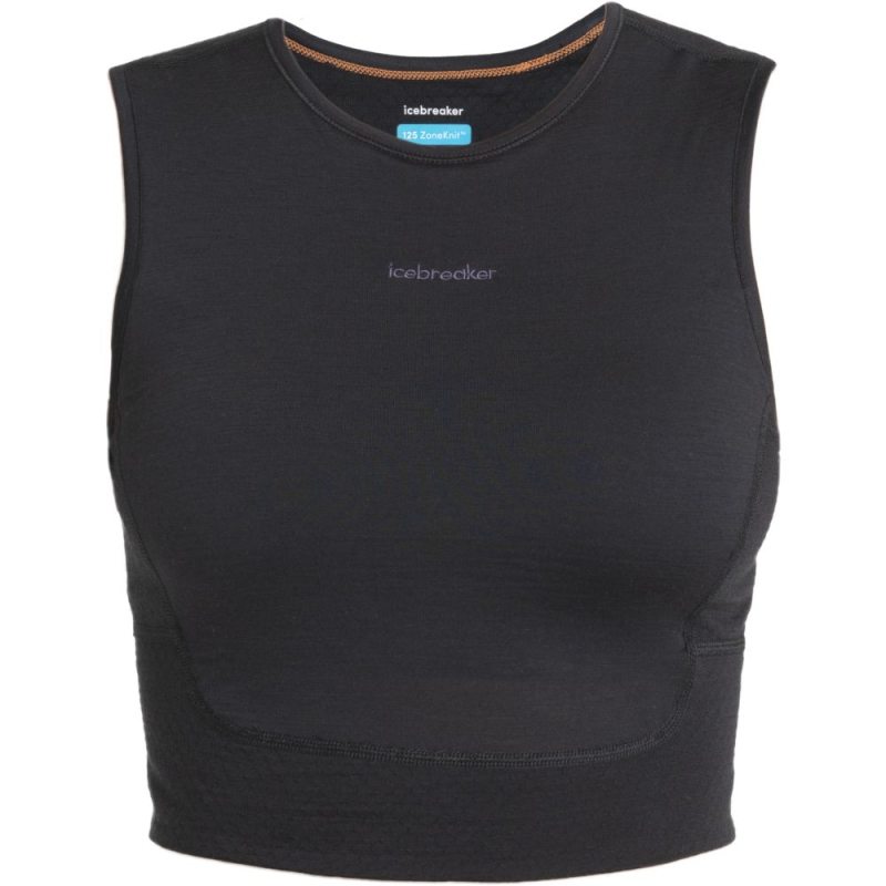 Icebreaker Merino ZoneKnit Energy Wind Crop Bra-Tank Women's Black