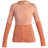 Icebreaker Merino 200 Realfleece Descender LS Zip Hood Women' Glow/Tang/Cb