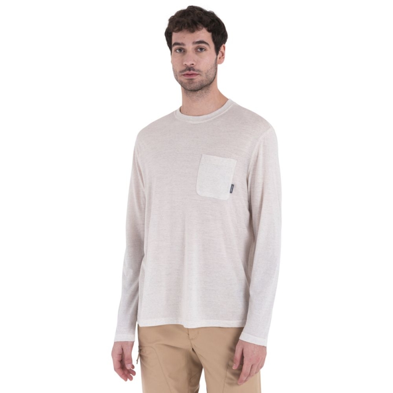 Icebreaker Merino Tech Lite III LS Relaxed Pocket Tee Ecru Hthr