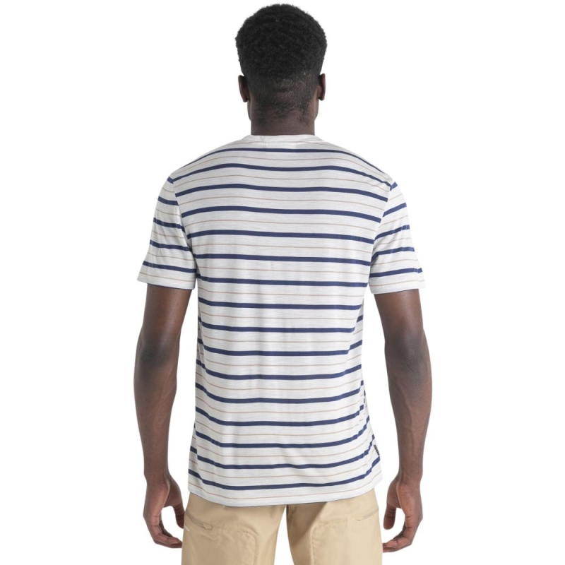Icebreaker Wave SS Tee Stripe ECRUHTHR/RLNAVY/PRALINE/S