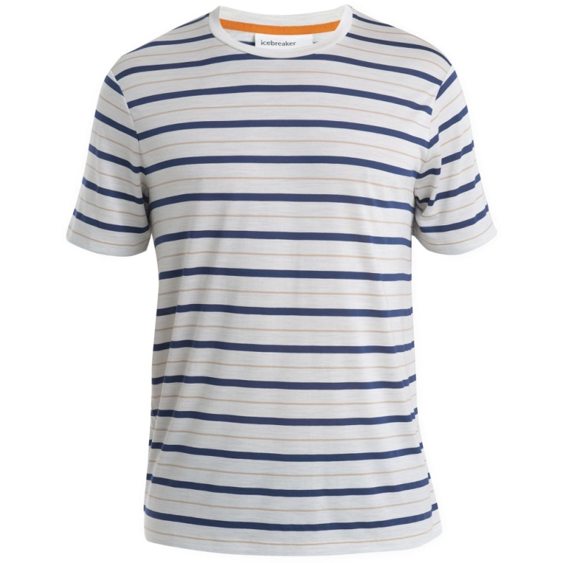 Icebreaker Wave SS Tee Stripe ECRUHTHR/RLNAVY/PRALINE/S