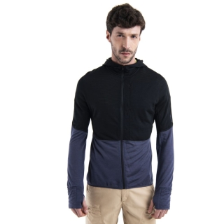 Icebreaker Merino 200 Realfleece Descender LS Zip Hood Black/Graphite/Cb