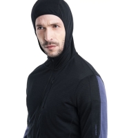 Icebreaker Merino 200 Realfleece Descender LS Zip Hood Black/Graphite/Cb