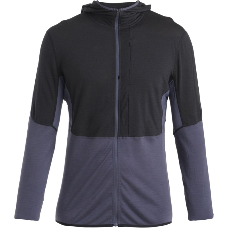 Icebreaker Merino 200 Realfleece Descender LS Zip Hood Black/Graphite/Cb